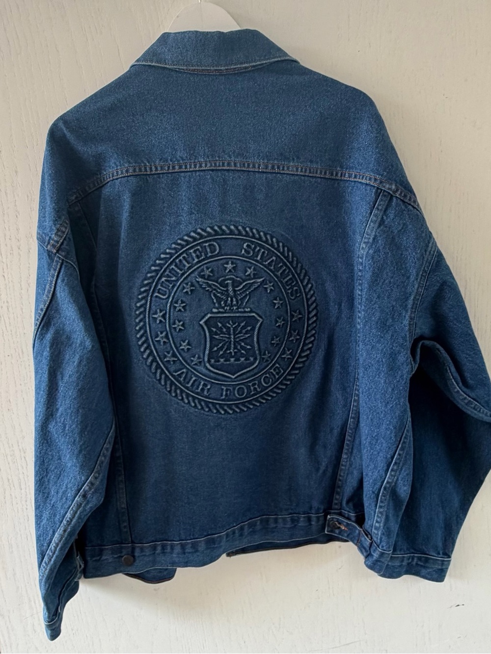 United States Air Force Denim Jacket Embossed Seal USA Military Mens 2XL